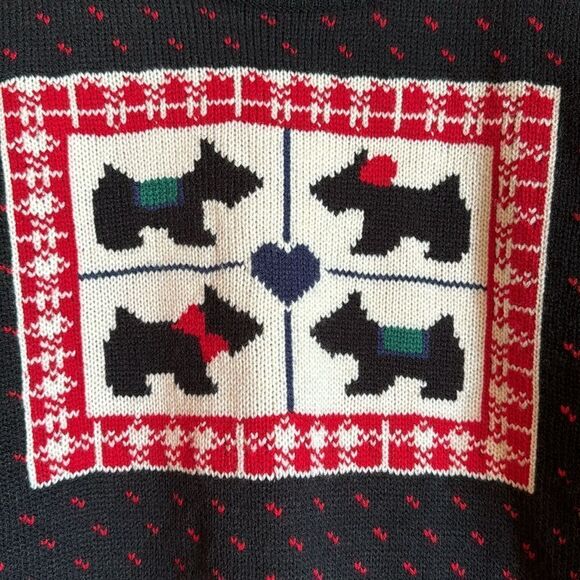 NORTHERN ISLES Vintage 80s/90s Fair Isle Scottie Dog Sweater - Picture 6 of 9